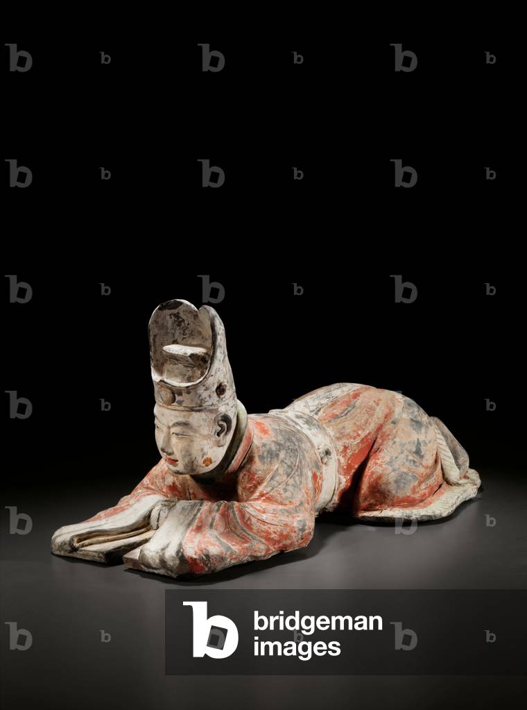 Ufficiale di corte di Kowtowing, prima dinastia Tang, VII-VIII secolo (ceramica dipinta)