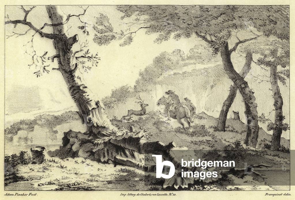 Hirschjagdszene (litho)