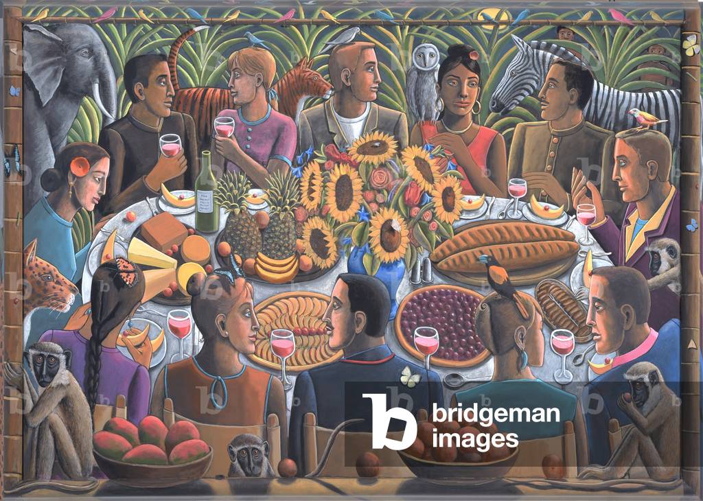 Coming to the Table, 2019 (tinted gesso canvas & wood)