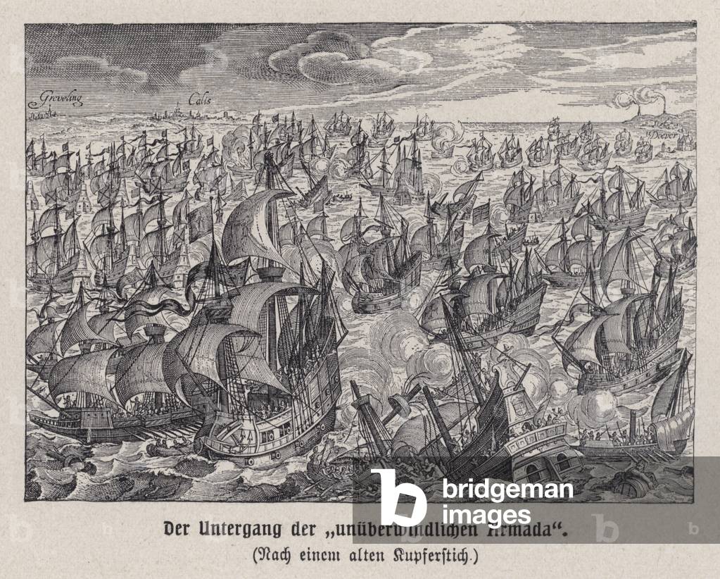 Destruction of the Spanish Armada, 1588 (engraving)