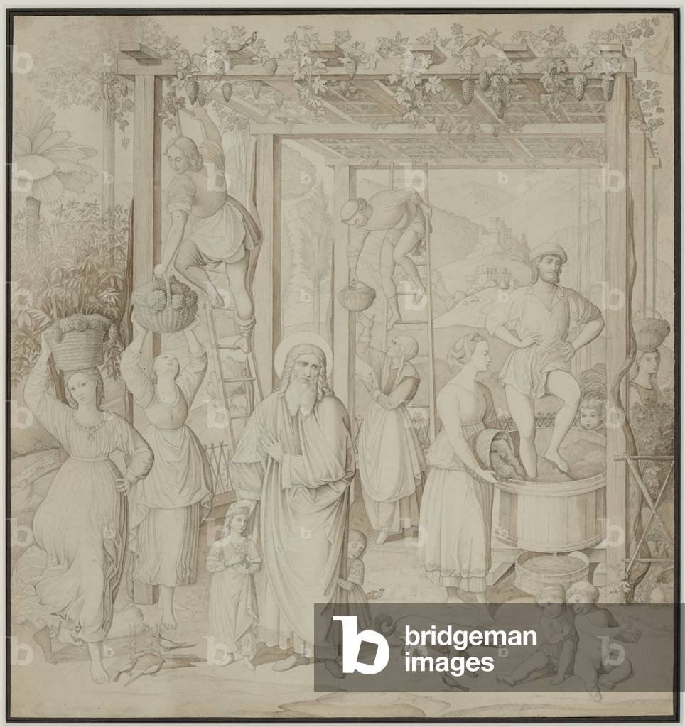 St Urban comme le patron des vignerons 1820 par Friedrich Overbeck, b/w