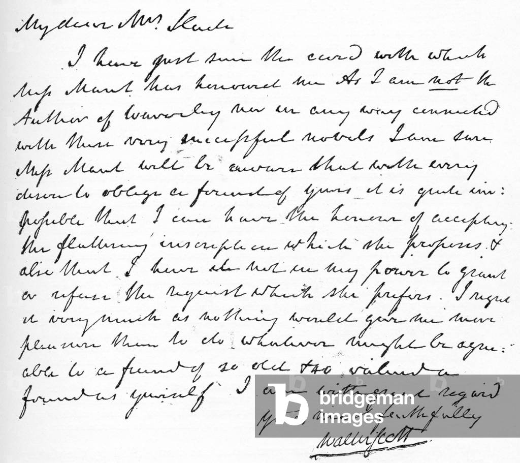Lettera di Sir Walter Scott alla signora Slade