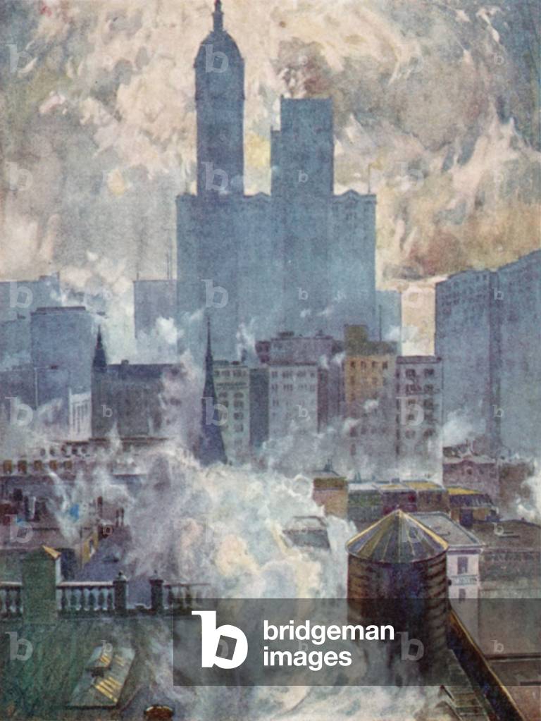 Lower End of the City, View over Roofs (colour litho)