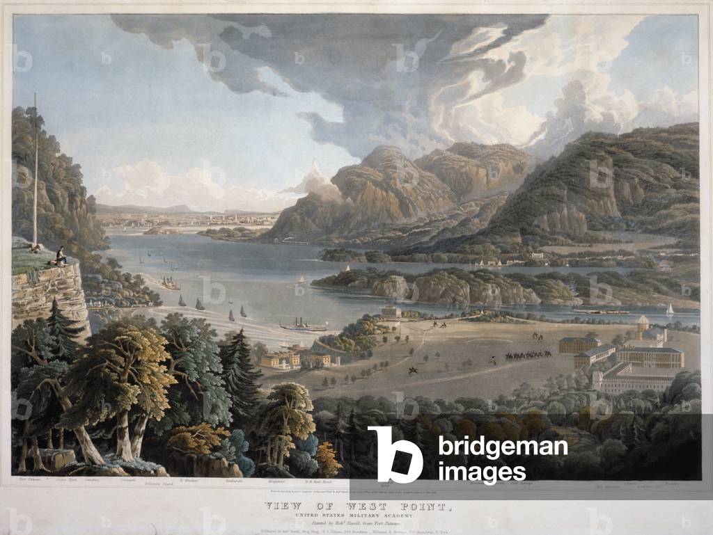 Bild von Gravur "Ansicht von West Point" 1848 von William Havell