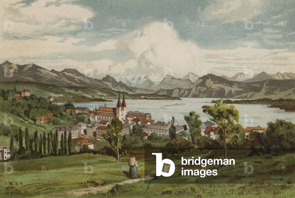 "Vierwaldstättersee: Luzern (Farbe litho)" von European School