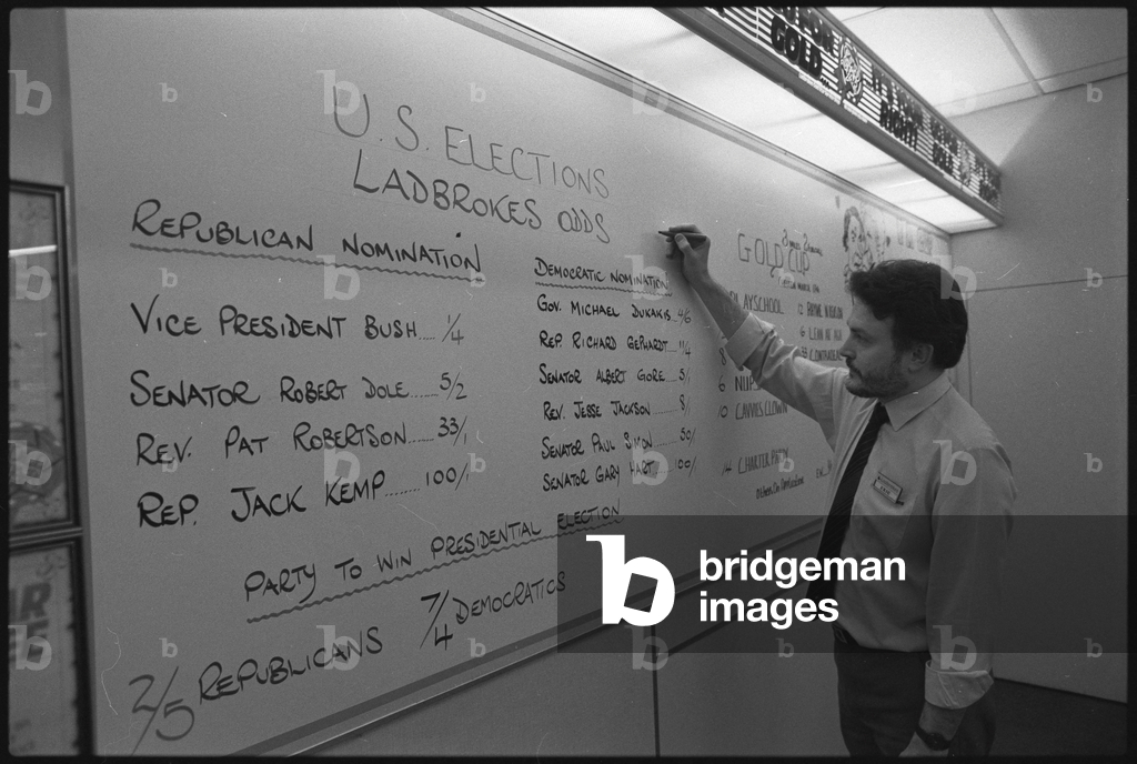 Oddsmaker Person Image of London oddsmaker assessing chances of US Presidential ...