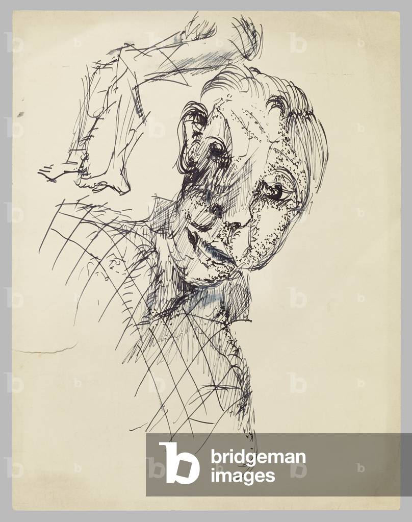 Page d'un carnet de croquis par Lucian Freud, b/w
