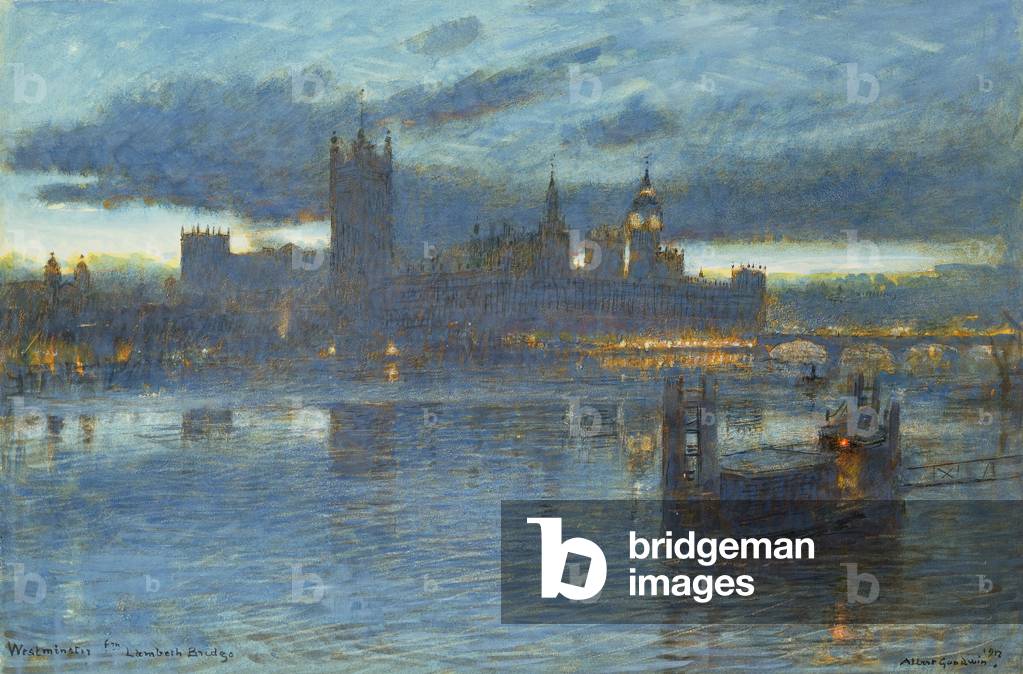 "Westminster da Lambeth Bridge", 1912 di Albert Goodwin