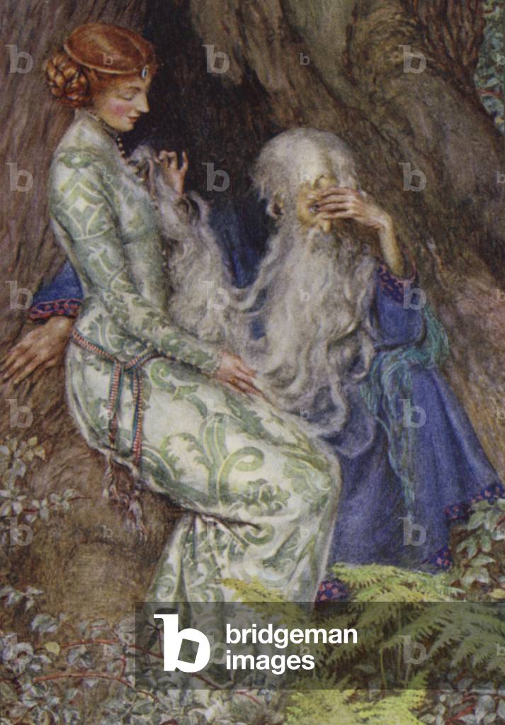 Vivien, Illustration aus 'Die Idylle des Königs' von Alfred, Lord Tennyson (Farblitho)