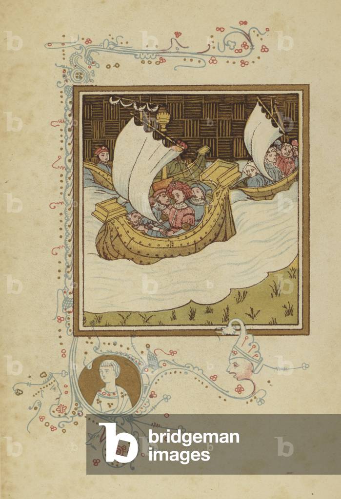 Das Meer überqueren (Farbe Litho)