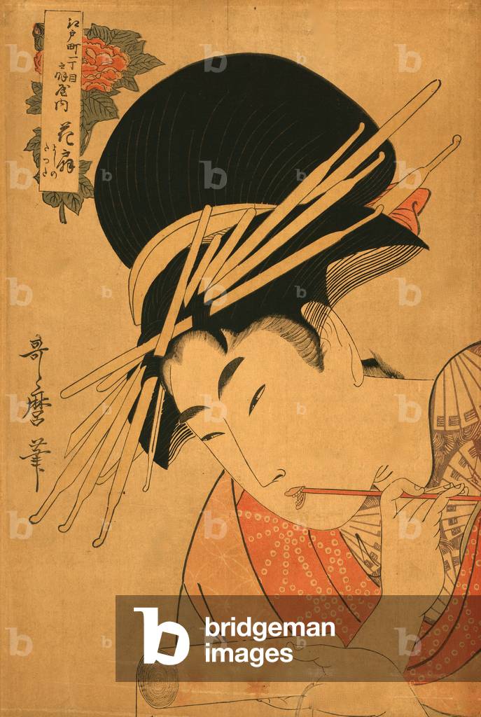 Frau mit Pinsel und Schriftrolle