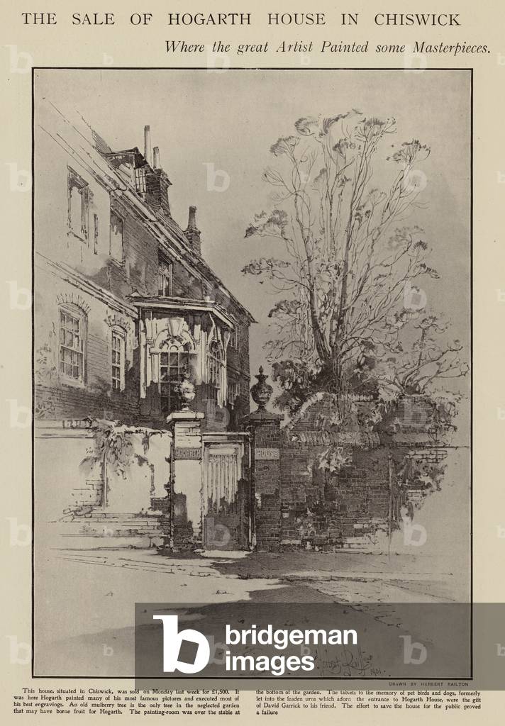 Image of Print depicting Former home of William Hogarth 1900 by Herbert Railton