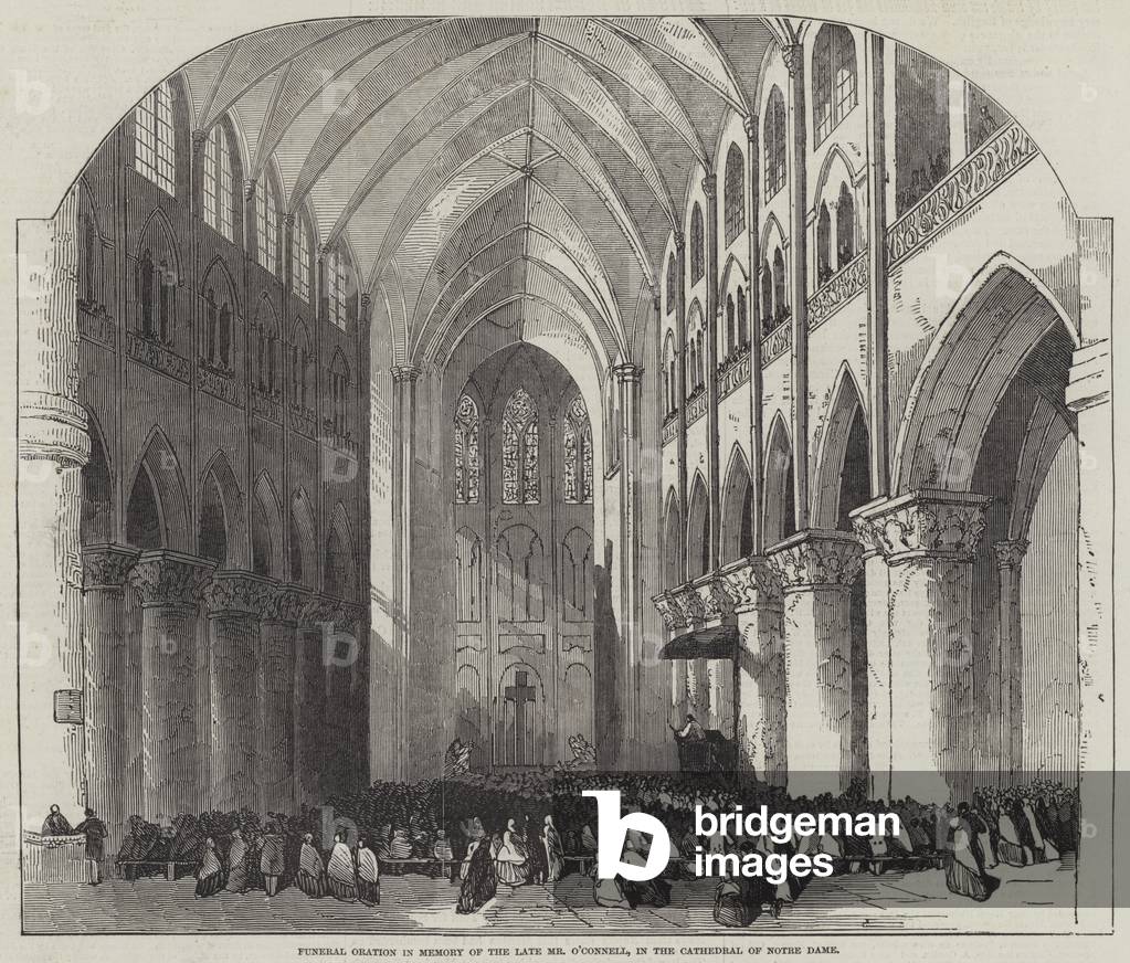 Orazione funebre in memoria del defunto Mr O'Connell, nella Cattedrale di Notre Dame (incisione)