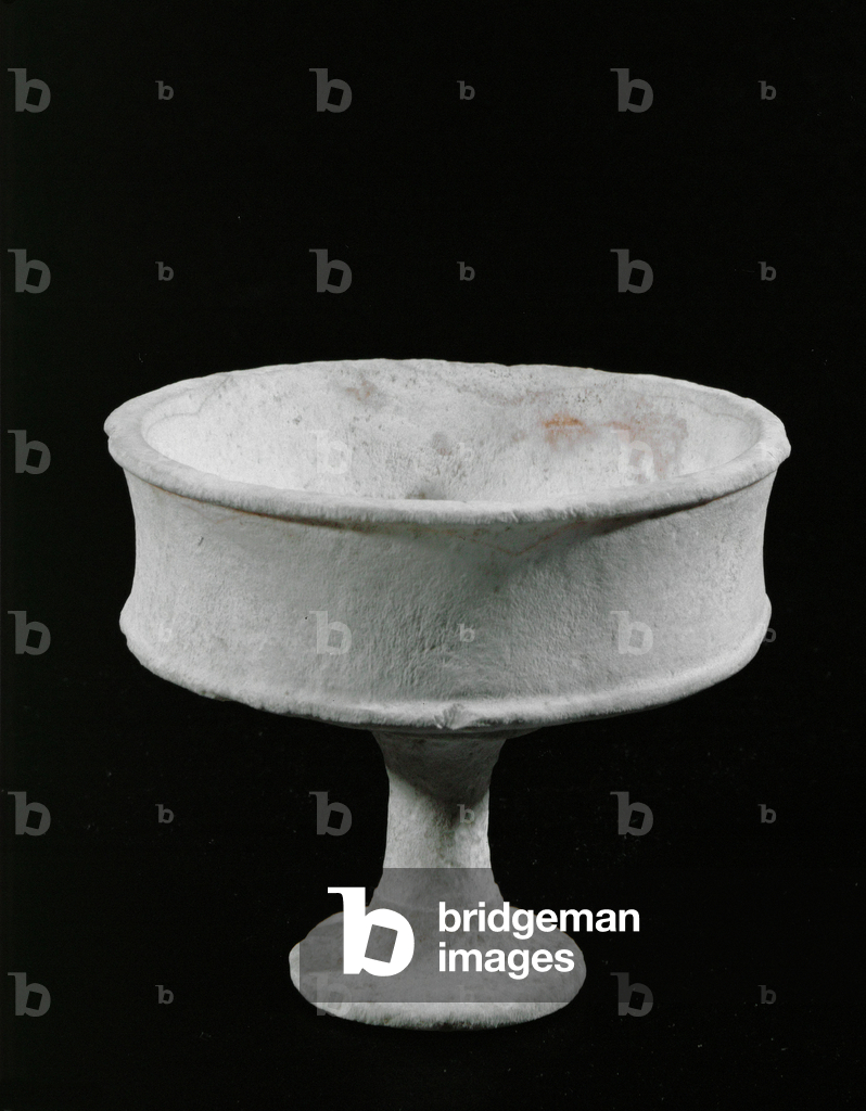 Image of Sculpture depicting Dish made of two pieces from a burial cave at Gezer -2000 by Erich Lessing