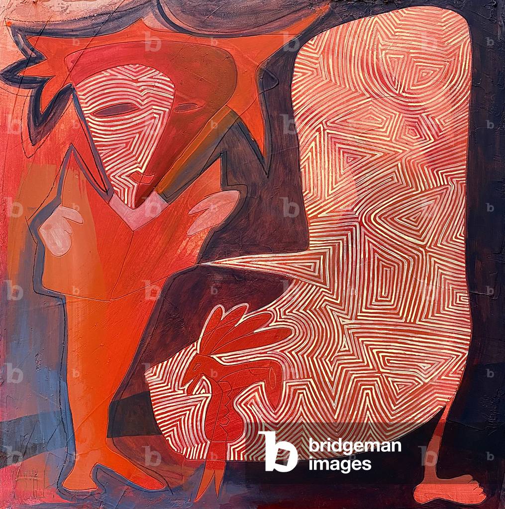 Non sei mai solo, 2021, (acrilico e gesso su pannello rigido)