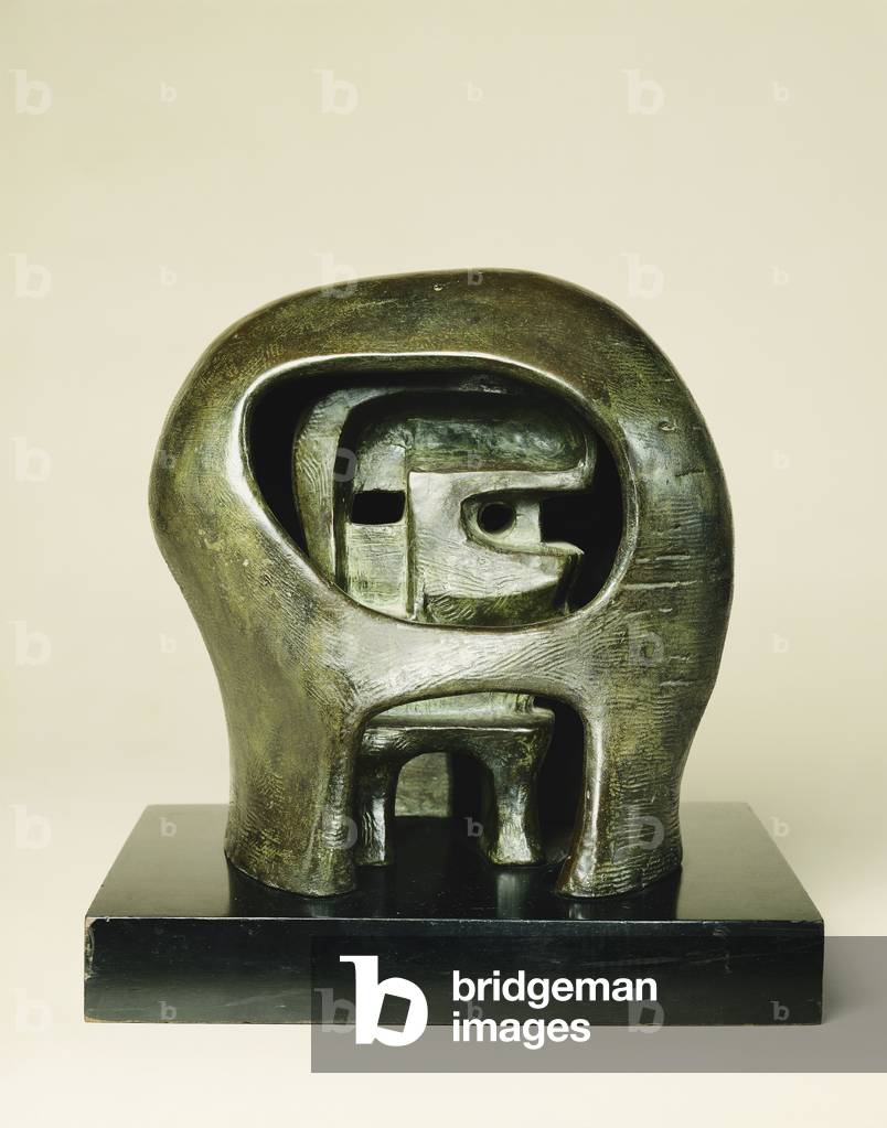 Helmkopf, um 1960 (Bronze mit grüner Patina)