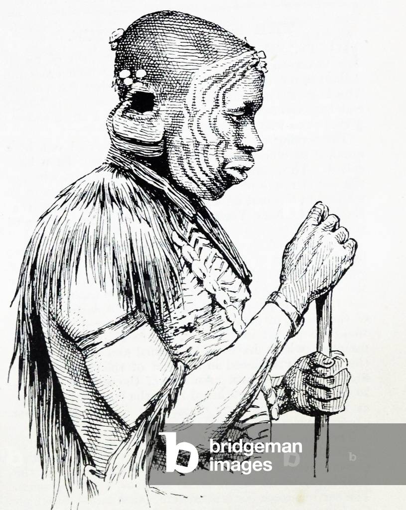 Illustration from a book depicting a painted Aboriginal man