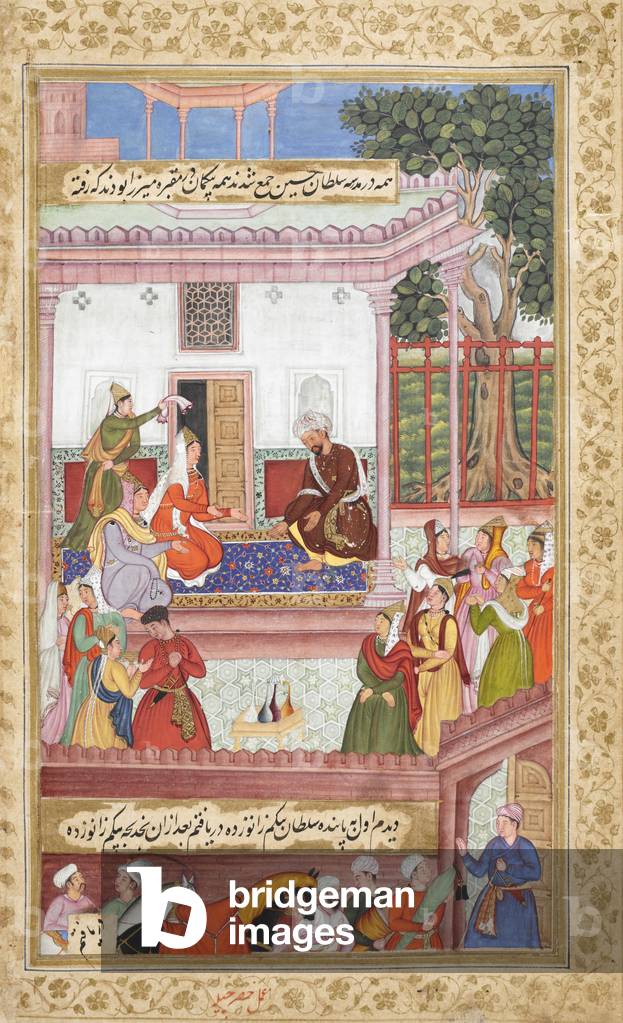 Babur in visita alle Begum a Herat nel collegio del Sultano Husain Baiqara Mirza presso il suo mausoleo (1506)