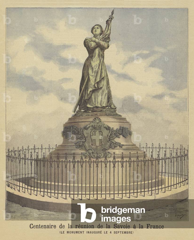 "Monumento commemorativo del centenario della Savoia che entra a far parte della Francia (colore lito)" di Hen