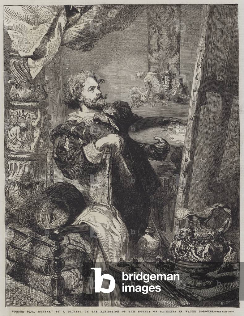 "Peter Paul Rubens (Gravur)" 1862 von John Gilbert, b/w