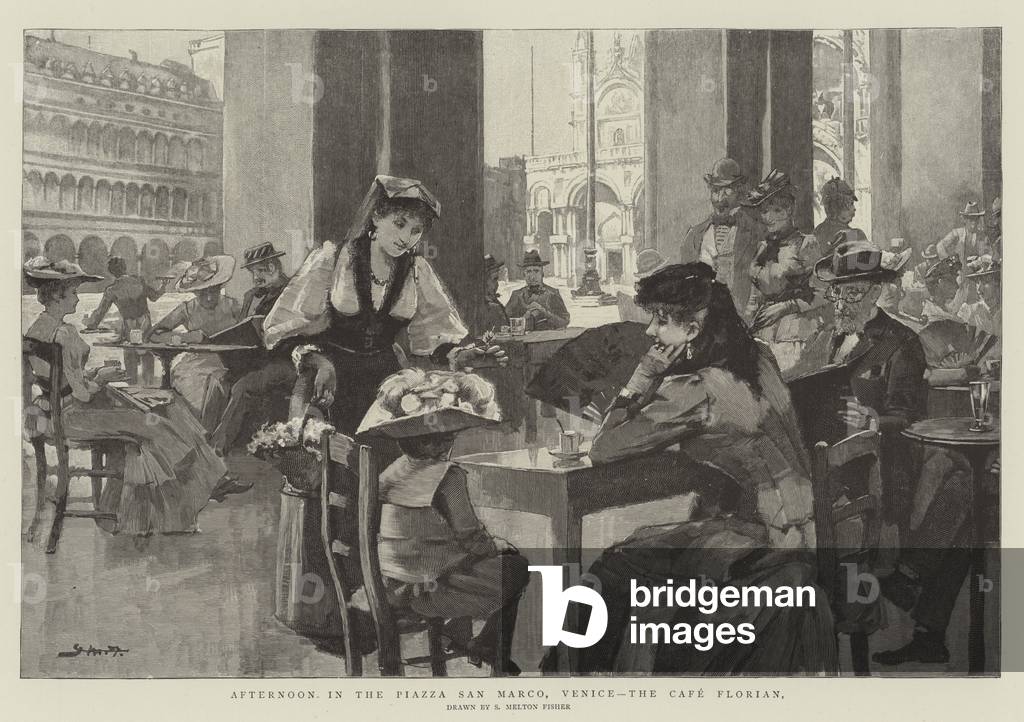 Afternoon in the Piazza San Marco, Venice, the Cafe Florian (engraving)