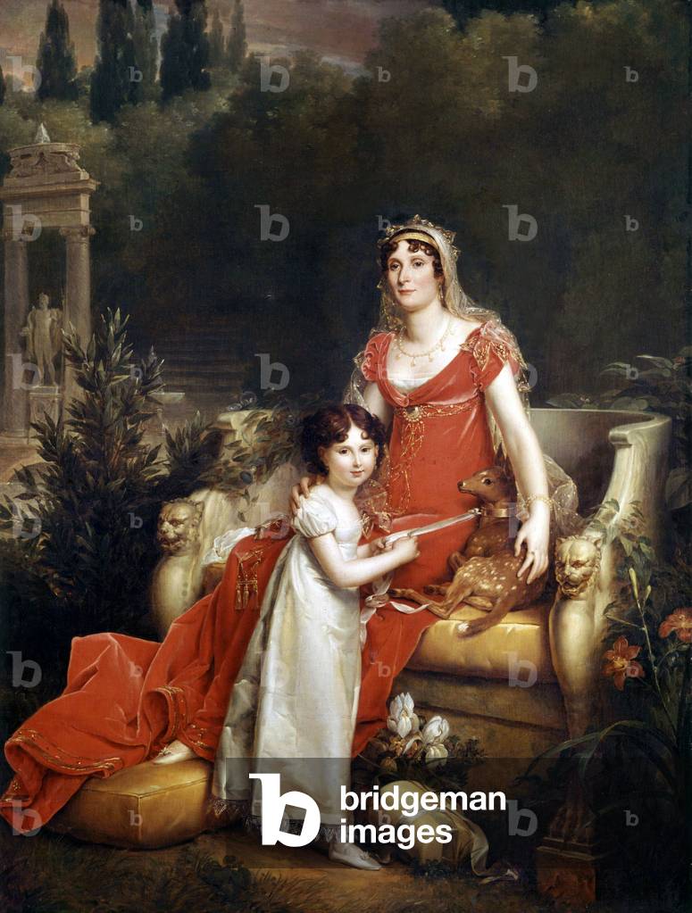 Elisa Bonaparte Baciocchi mit ihrer Tochter, 1810 (Öl auf Leinwand)