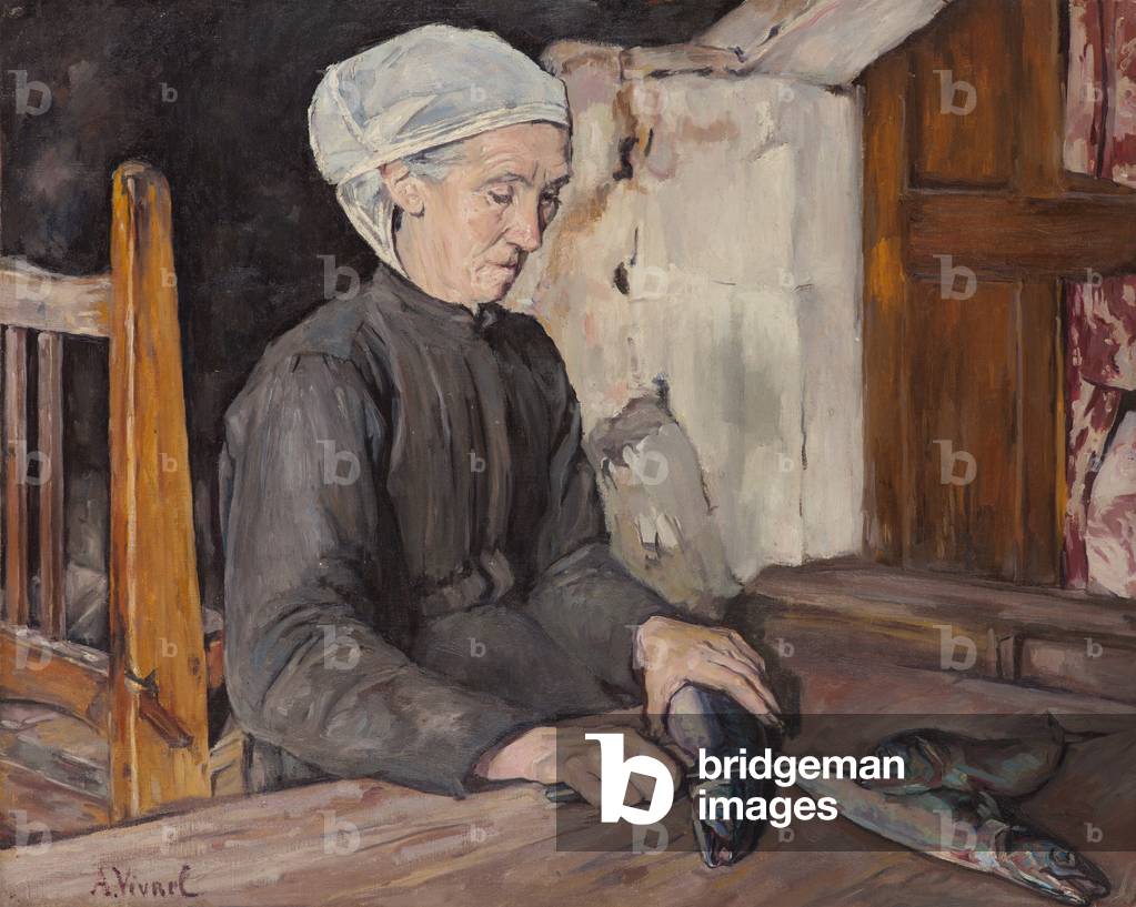 Image of Painting depicting Woman with Fish, 1920 by Andre-Leon Vivrel