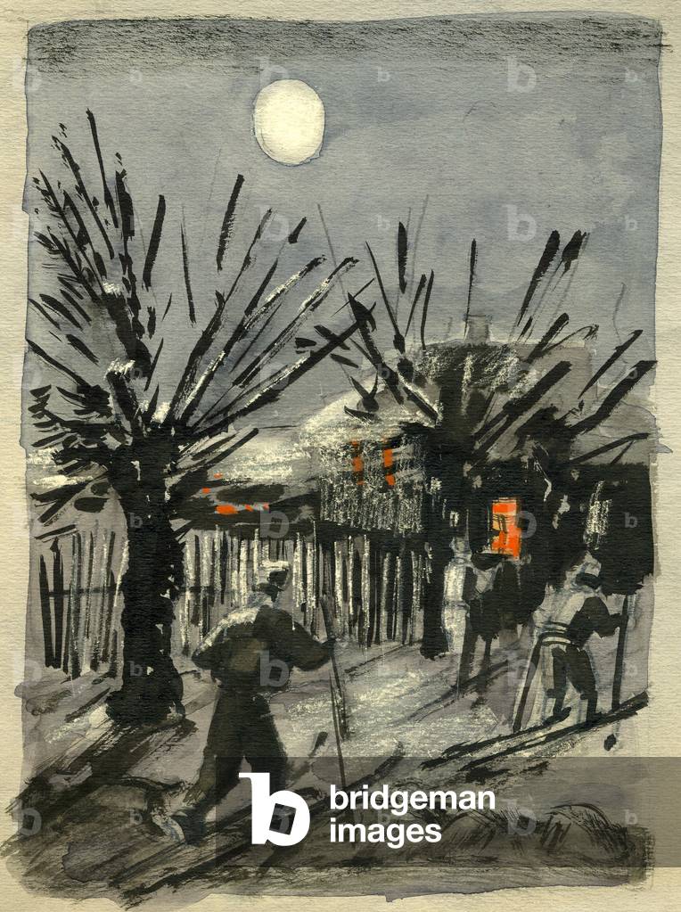 Image of Painting depicting Skiing at the Bolshevo Recreation Home 1952 by Evgenia Endrikson