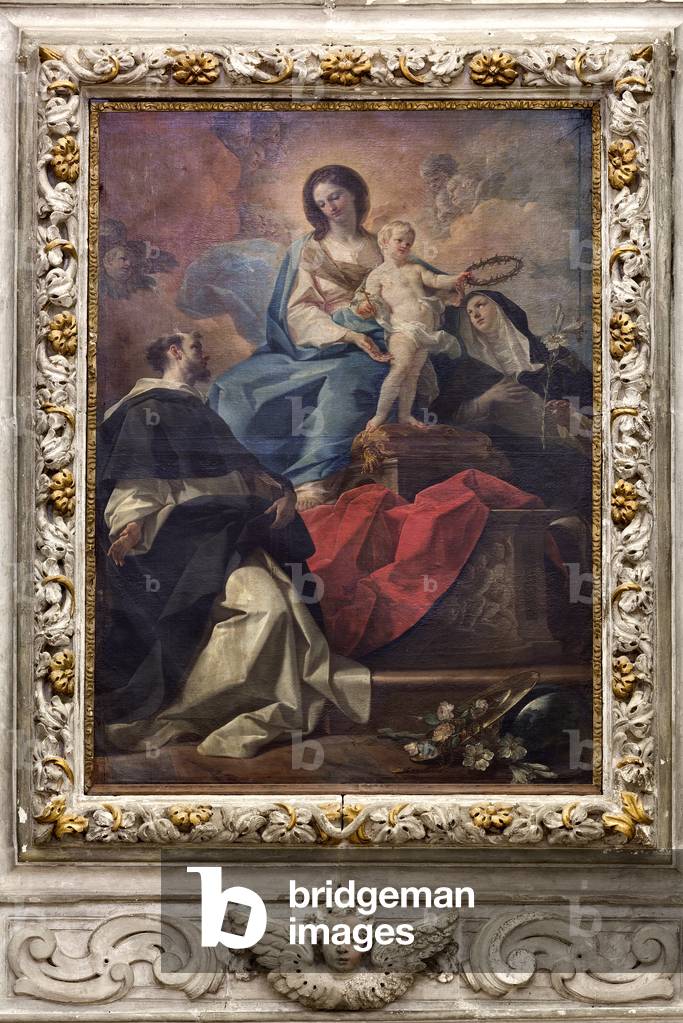 Chiesa del SS Salvatore, interno, Altare del Rosario, Madonna del Rosario, tela di Corrado Giaquinto (1703-176