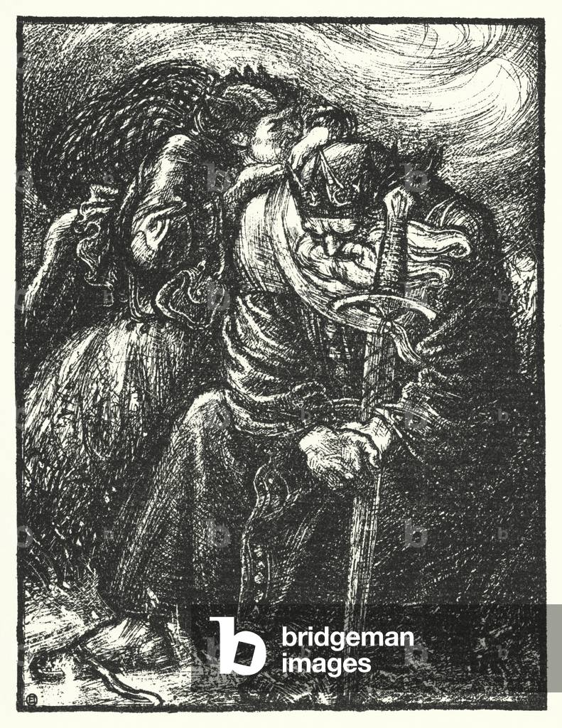 Shakespeare song: "The fool will stay, And let the wise man fly" (litho)