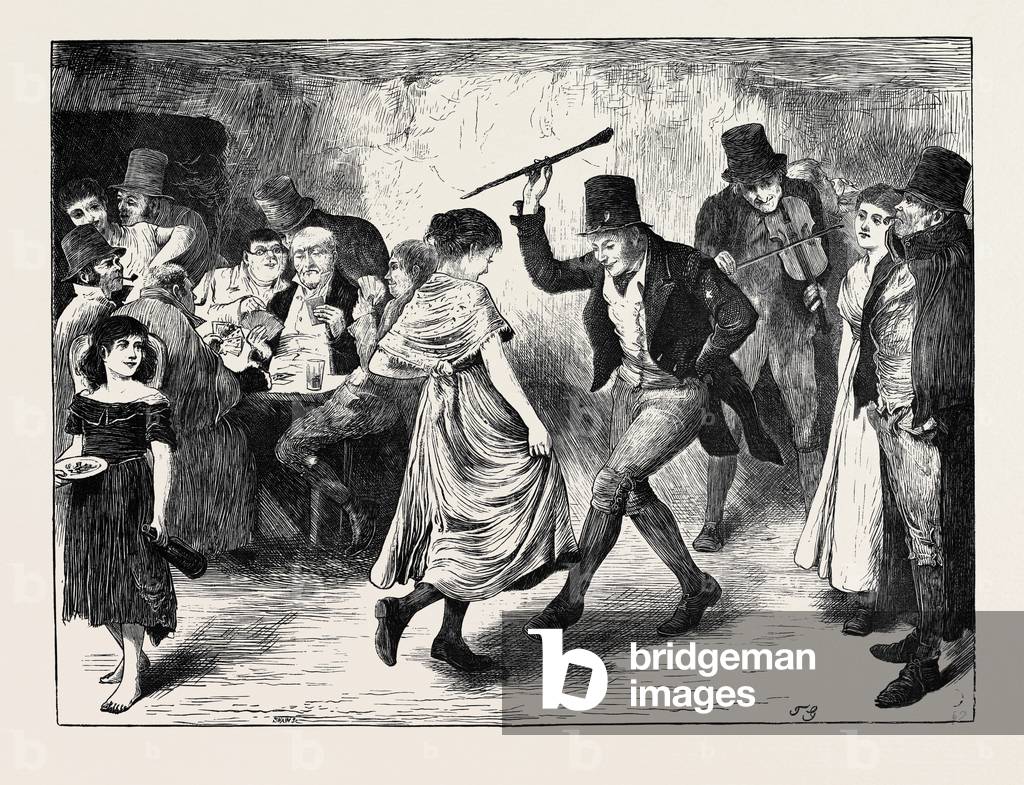 Bild von Gravur "Silvester in Irland" 1870, b/w