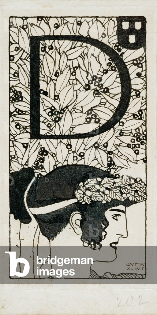 Bild von Zeichnung "Initiale D" 1898 von Gustav Klimt