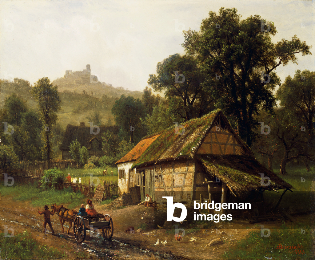 Bild von Gemälde "In the Foothills", 1861 von Albert Bierstadt, b/w