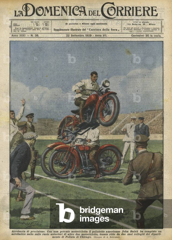 Precision acrobatics (colour litho) by Achille Beltrame