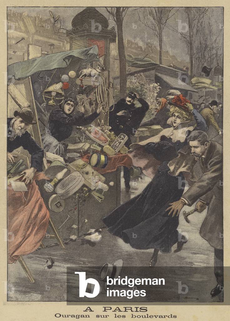 "Tempesta a Parigi (colore lito)" di Eugene Damblans