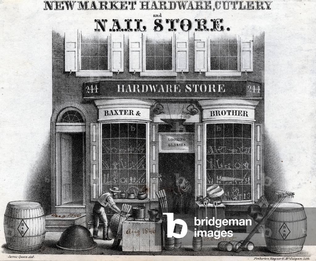 Newmarket hardware, cutlery and nail store, 244 South Second Street, Philadelphia, printed by Pinkerton, Wagne