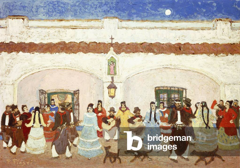 Immagine di Dipinto "Ballando nel patio; Baile en el Patio" di Pedro Figari