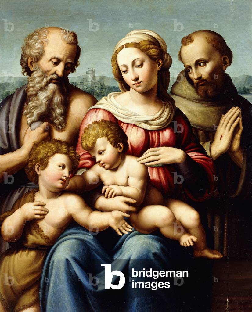 Immagine di Dipinto "la madonna col bambino con lestensione infantile san giovanni il battista" di Innocenzo d