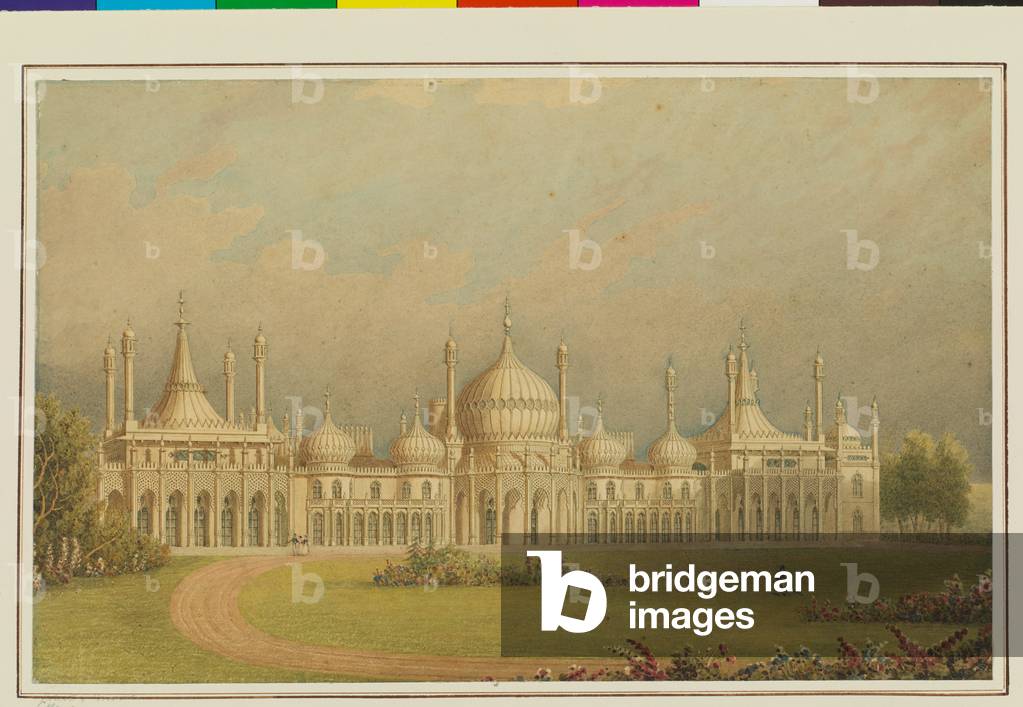 "Brighton Pavilion, Steyne Front"., 1830  (Etching)