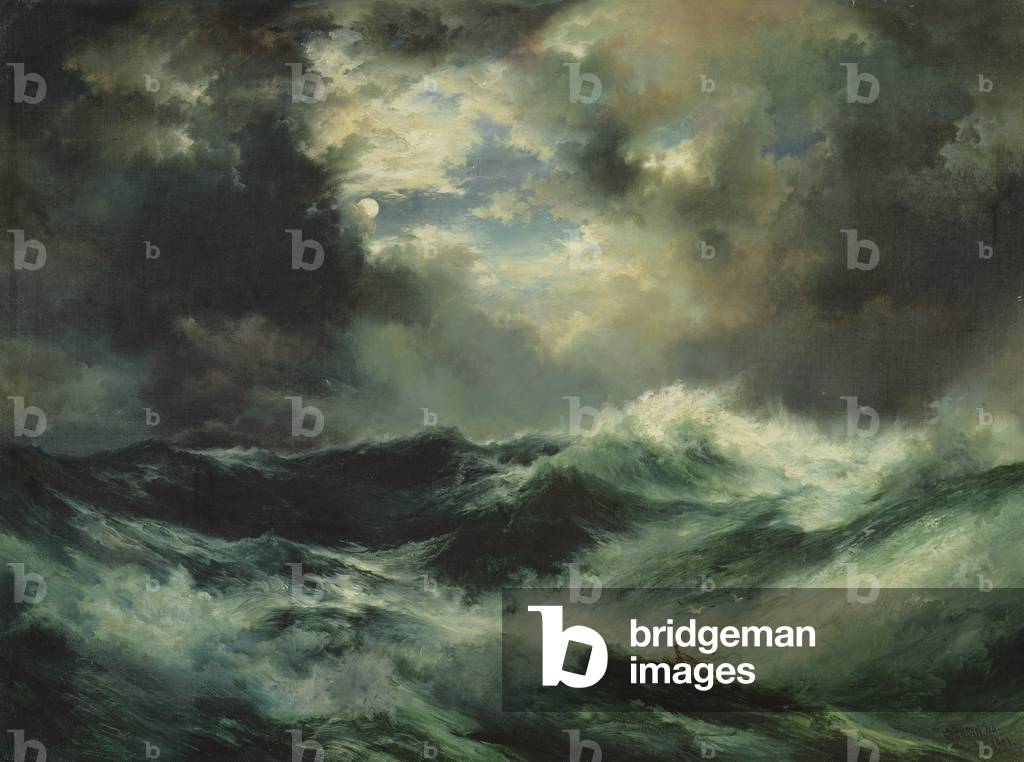 Bild von Gemälde "Mondlicht Schiffbruch am Meer" 1901 von Thomas Moran
