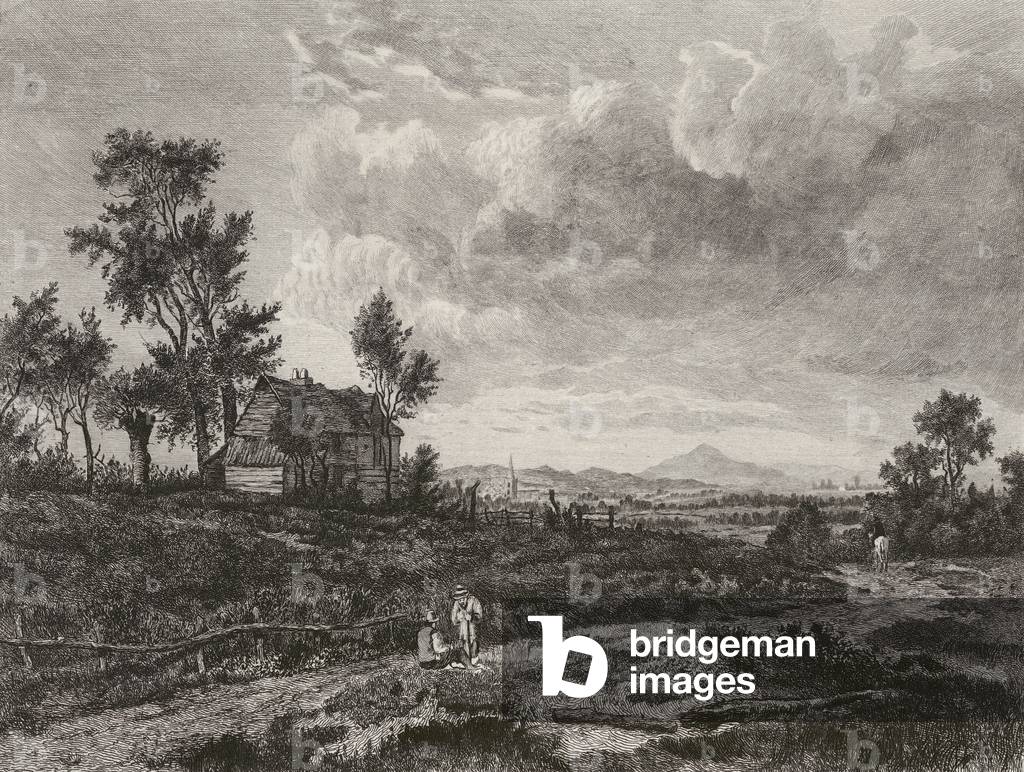 Landscape, with Cottage, etched by Masse, after Nasmyth (litho)