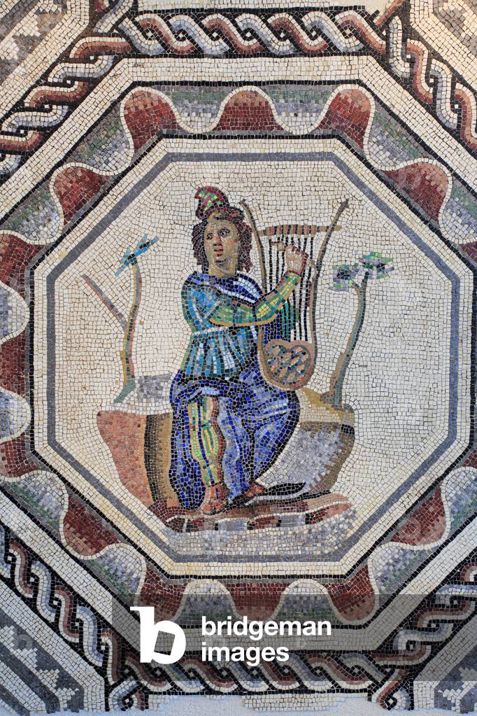 Mosaico romano raffigurante Orfeo che interpreta la lira
