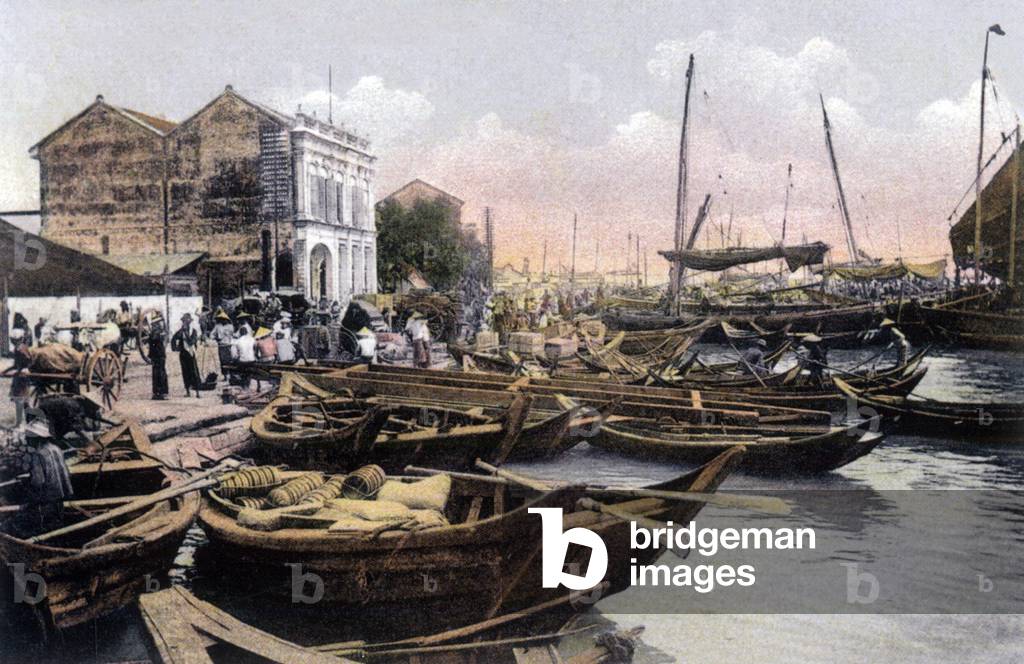 Immagine di Stampa "Giunche cinesi nel porto di Penang" 1908