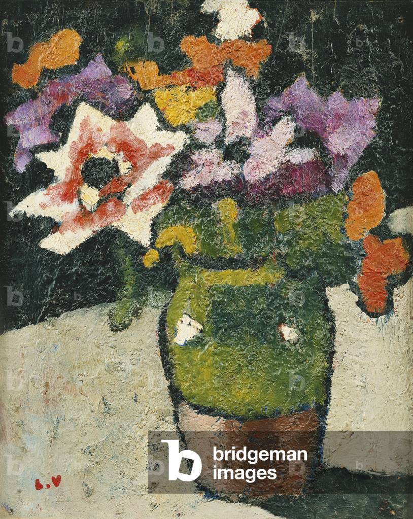 Blumen in einer Vase; Bouquet de Fleurs dans un Vase, (öl auf tafel)