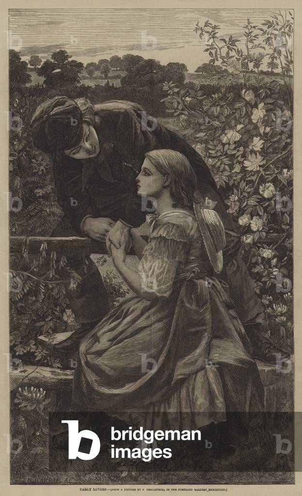 "Early Lovers (Gravur)" von Frederick Smallfield, b/w
