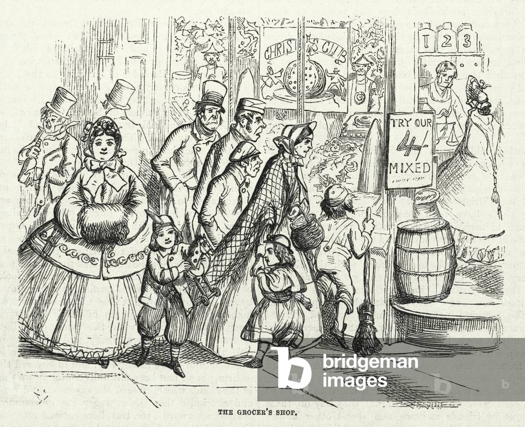 The Grocer's Shop (engraving) by English Artist, b/w