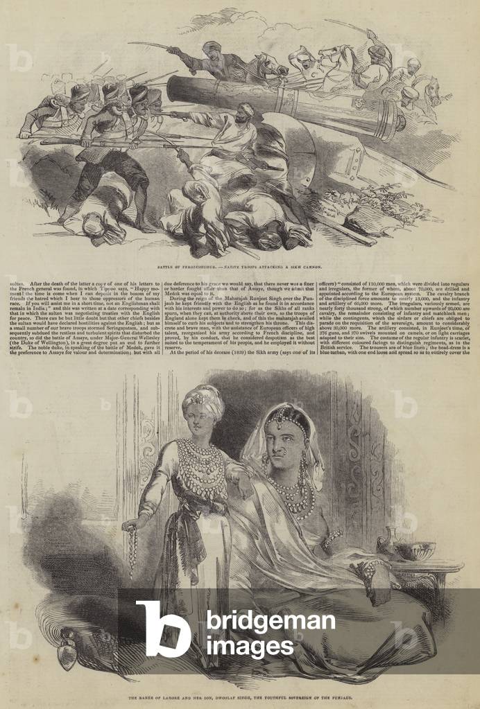 "Unsere Feinde in Indien (Gravur)" 1846 von English School, b/w
