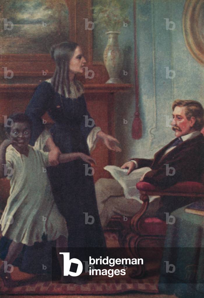 Illustration pour la cabine de l'oncle Tom par Harriet Beecher Stowe (couleur litho) par R. Russell