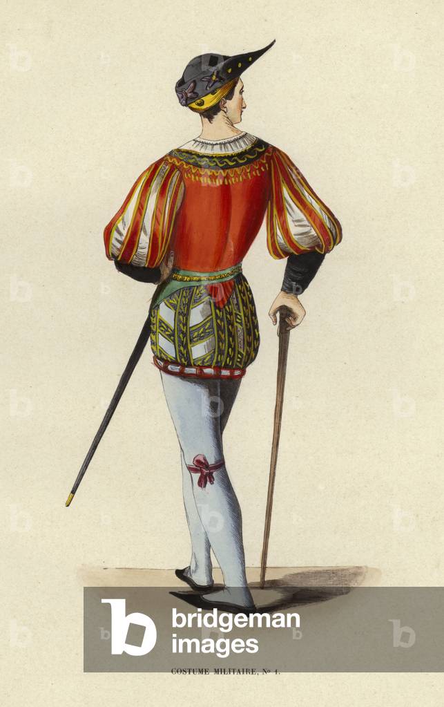Immagine di Incisione "Costume Militaire (incisione colorata)" di European School