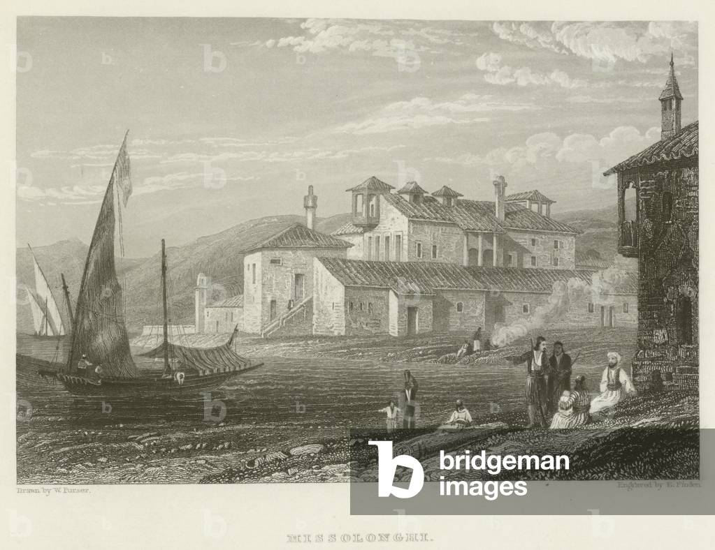 "Missolonghi (Gravur)" von William Purser, b/w